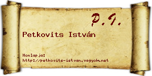 Petkovits István névjegykártya