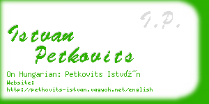 istvan petkovits business card